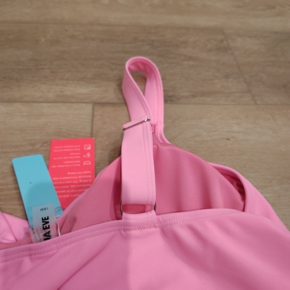 Womens 18 Pink Swim Dress Tankini Boy Shorts Tummy Control Barbiecore Preppy - Picture 3 of 9